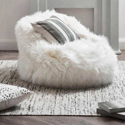 White fur bean bag cover hot sale